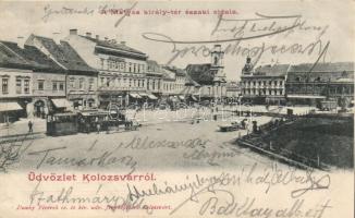 Kolozsvár Mátyás square with city railway