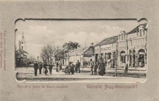 Nagyszalonta market place, railway street, the shops of Ármin Salamon, Gergely Mogyorós and Mór Róth