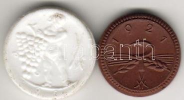 D.Reich 1921. 20Pf + 50Pf porcelán pénzek T:2