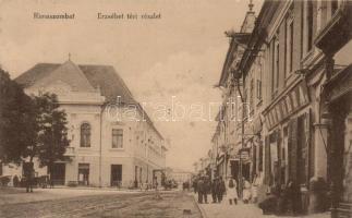 Rimaszombat Erzsébet square, Hotel Hungaria and the shop of Géza Róth (gluemark)