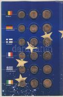 "Euro-gyűjtemény" 1999-2002. 12 ország 1,2,5 centese gyűjtői albumban, összesen 36db T:1 Euro-collection 1999-2002. Twelve countries of the EU and their Euro cents in collectors album, 36pcs of 1,2 and 5 Euro cents C:Unc