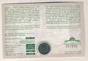 2002. 100Ft "Kossuth" elsőnapi veret sorszámozott díszlapon T:BU Csak 12.000db!