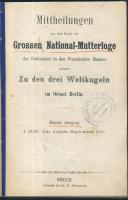 Mittheilungen aus der Bunde der Grossen National-Mutterloge der Freimauer in derr Prussischen Staaten genannt Zu den drei Weltkugeln im orient Berlin 9. Jahrgang. Berlin 1877. 159p. Freemaison magazine