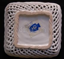 Karácsonyi motívummal díszített fonott bodrogkeresztúri kerámia tálka 12x12cm