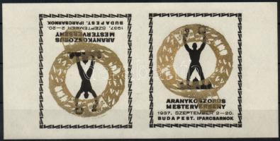 1937 Aranykoszorús mesterverseny levélzáró kisív / Handicraft exhibition minisheet