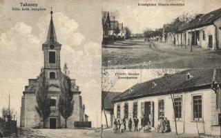 Taksony Fillenz Sándor kereskedése, Községháza, Római katolikus templom (EK)