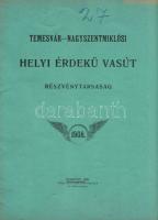 1908 A Temesvár-Nagyszentmiklósi helyi érdekű vasút Rt. jelentése; Lőbl Mór nyomdája