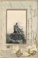 Nagykároly Kölcsey statue, Emb. litho (EK)