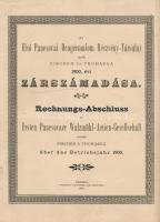 1901 Az Első Pancsovai Hengermalom Rt. zárszámadása magyar és német nyelven; Wittigschlager Károly
