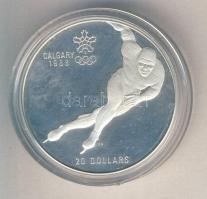 Kanada 1985. 20$ Ag "Téli olimpia-gyorskorcsolya" T:PP Eredeti exkluzív díszcsomagolásban, tanúsítvánnyal! Canada 1985. 20 Dollars Ag "Calgary Winter olympic Games/speed skating" in exclusive packing and with certificate C:PP