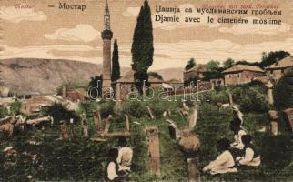 Mostar djami with muslim cemetery