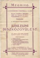 1930 Meghívó a Komáromi Football Club jubileumi díszközgyűlésére