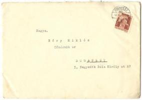 Dr. Kubányi Endre egyet. rk. tanár Szent Rókus Kórház-i sebészfőorvos baráti üdvözlő levele nagys. Eőry Miklós főmérnök úrnak aláírásával