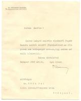 Dr. Kelemen Kornél országgyűlési képviselő üdvözlő sorai Dr. Tóth Pál m. kir. kormányfőtanácsos úrnak, aláírásával