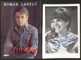 6db fotó aláírással, köztük Koncz Zsuzsáé, Zalatnay Saroltáé, Komár Lászlóé, Korda Györgyé és Balázs...