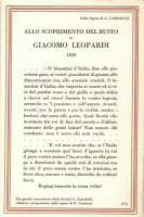 Giosue Carduccis Allo Scoprimento del Busto di Giacomo Leopardi 1898 / Italian national poem, propaganda