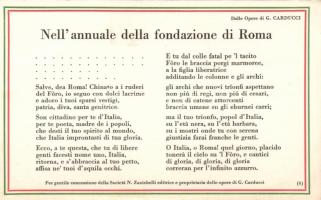 Giosue Carducci's Nell Annuale della fondazione dii Roma / Italian national poem, propaganda