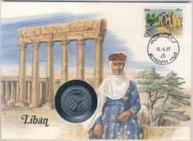 Libanon 1981. 1L bélyeges érmés borítékon, ismertetővel T:1 &lt;br/&gt;Liban 1981. 1 Livre in coin letter with stamp and information C:Unc