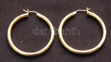 Nagyméretű 14K arany karika fülbevaló (egyiken benyomódás) / 
Large, round 14K earring (one piece pu...