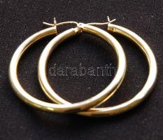 Nagyméretű 14K arany karika fülbevaló (egyiken benyomódás) / 
Large, round 14K earring (one piece pu...