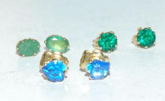 3 pár fülbevaló (2 arany, 1 bizsu ), különböző színes kövekkel /
3 pairs of earrings 2 gold