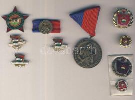 1964. Munkásőr kitüntetés mellszalaggal, szalagsávval és miniatűrrel + 8db szocialista jelvény T:1,2