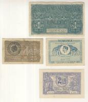 Románia/német megszállás I.V.H. 1917. 25B, 1L mindkettő román felülbélyegzéssel + Románia 1915. 2L +...