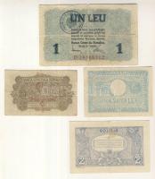 Románia/német megszállás I.V.H. 1917. 25B, 1L mindkettő román felülbélyegzéssel + Románia 1915. 2L +...
