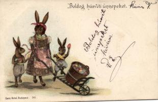 Easter bunny, pearl decoration, litho