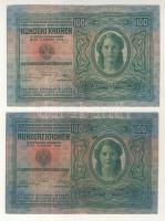 1912. 100K + 1913. 20K II. Kiadás, mindkettő "Zala Vármegye Letenye Község" felülbélyegzés...