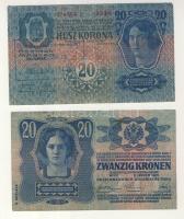 1912. 100K + 1913. 20K II. Kiadás, mindkettő "Zala Vármegye Letenye Község" felülbélyegzés...