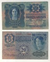 1912. 100K + 1913. 20K II. Kiadás, mindkettő "Zala Vármegye Letenye Község" felülbélyegzés...