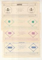 Abony 1972. "József Attila Mezőgazdasági Termelőszövetkezet" 11 különféle "Anyag", "Energia", "Munkadíj", "Fenntartás" utalványa 1Ft,10Ft,100Ft,1000Ft-os címletben T:I,I-