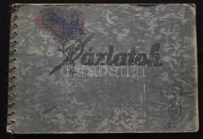 Vázlatfüzet 27 db, főleg hajókat ábrázoló szines pasztel rajzzal