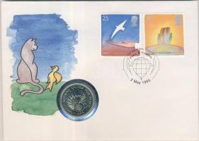 Nagy-Britannia 1995. 2Ł "50 éves az ENSZ" bélyeges érmés borítékon elsőnapi bélyegzővel T:BU Great Britain 1995. 2 Pounds "50th Anniversary - United Nations" coin letter with first day of issue stamp C:BU