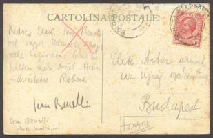 cca 1910 Képeslap Sem Benelli olasz költő, író saját kezű aláírása Elek Artúr szerkesztőnek küldött képeslapon / Autograph signature of Sem Benelli Italian writer and poet