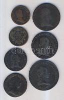 Ausztria 1761P 1Kr + 1800A 1Kr + 1800G 3Kr (2x) + 1800A 6Kr + 1765. 1Kr + 1787G 1S T:2-,3 Austria 1761P 1 Kreuzer + 1800G 3 Kreuzer (2) + 1800A 6 Kreuzer + 1765. 1 Kreuzer + 1787G 1 Soldo C:VF,F