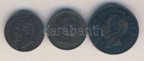 Olaszország 1861M 5c + 1867M 2c "II Viktor Emanuel" + Spanyolország 1904SM-V 2c "XIII...