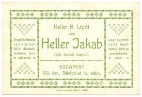 cca 1910 Heller Jakab férfi szabó reklámkártya