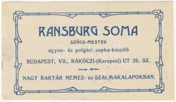 cca 1910 Ransburg Soma reklámos számolócédula