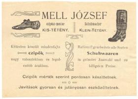 1911 Mell József cipész reklámos számla 14kr illetékkel / shoemaker invoice