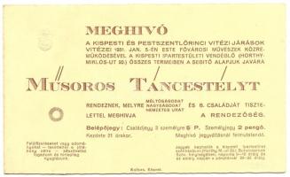 1931 Kispesti Pestszentlőrinci járás Vitézi bál meghívó és műsor