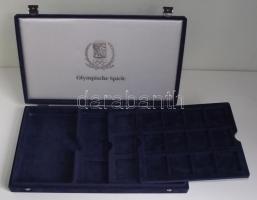 Olympische Spiele bársonyborítású éremberakó 36+1 hellyel, szép újszerű állapotban!