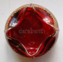 Szecessziós díszítésű, aranyozott, festett, szakított üveg tálka (a lábain alig látható sérülésekkel...