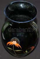 Kézzel festett, aranyozott, szakított üveg váza / Hand-made and hand-painted, gold plated glass vase 24cm