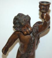 Bronz puttó gyertyatartópár /
A pair of brass candlesticks in the figure of putti 42cm, 40cm