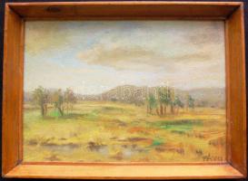 Péceli jelzéssel: Alföldi táj, olaj-farost, 30x22cm, keretben
