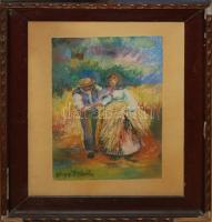 Nagy István (1873-1937): A csábító, pasztell-papír, jelzett, 26x37cm, üvegezett keretben