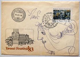 1983 Szász Endre (1926-2003): Tavaszi Fesztivál FDC, rajta a tervező Szász Endre tollrajzával, jelzett