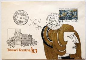 1983 Szász Endre (1926-2003): Tavaszi Fesztivál FDC, rajta a tervező Szász Endre vegyes technikával készült rajzával, jelzett